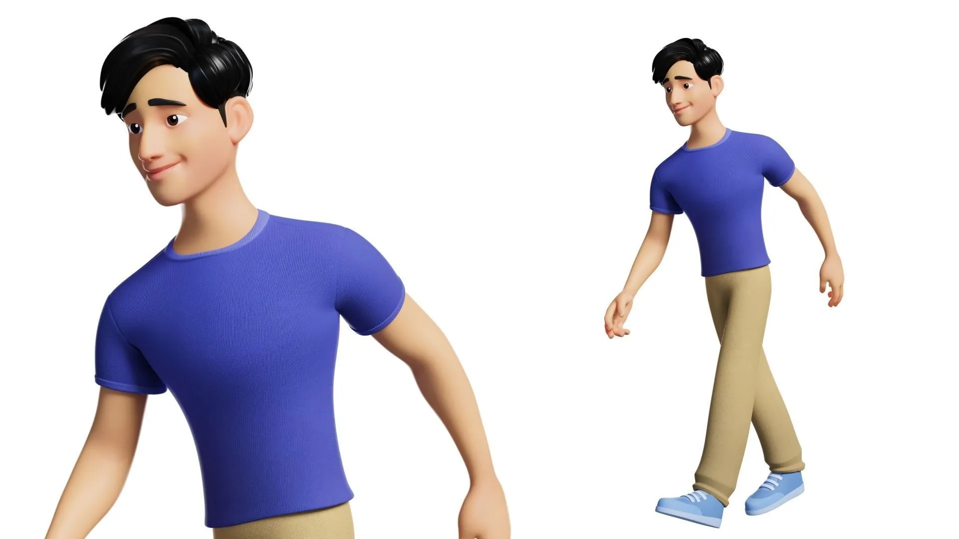 Blender source files preview for Customizable Man Cartoon Low-poly
